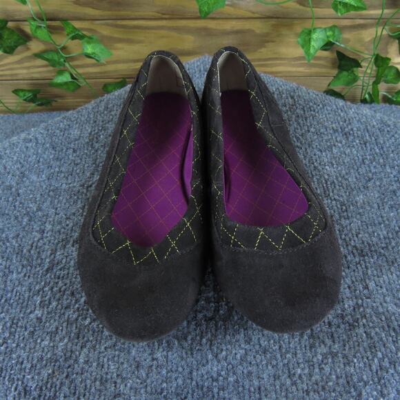 Lands' End Women's Ballet Brown Suede Sz 8 Wide Gently Used 2025 - Picture 2 of 6